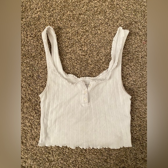 American Eagle Outfitters Tops - AEO Ribbed Crop Tank Top (White) - XSmall